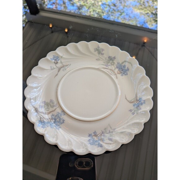 Haviland Limoges Bergere France Tea Cup & Saucer 1990 Blue Floral China Gold - Picture 5 of 13